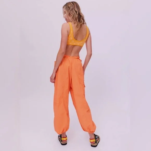 NEW Urban Outfitters | UO Waylan Nylon Jogger Pant Neon Orange Parachute Pants - Picture 9 of 9
